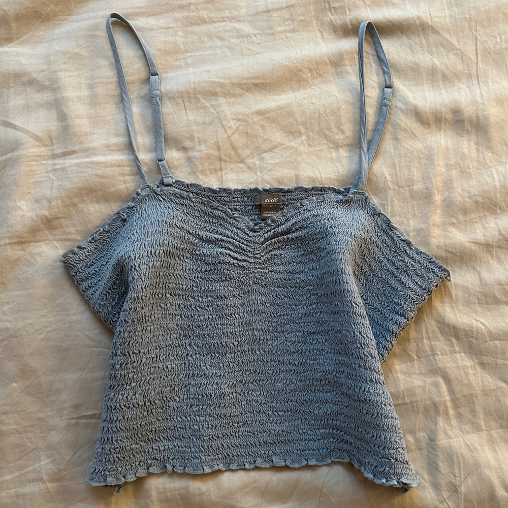 aerie blue crop top cami